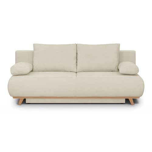 Canapé convertible 3 places avec coffre de rangement en tissu chenille beige foncé - Laria