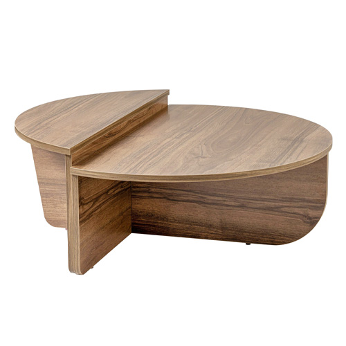 Table basse modulable ronde effet Noyer Ø90 cm - Selma