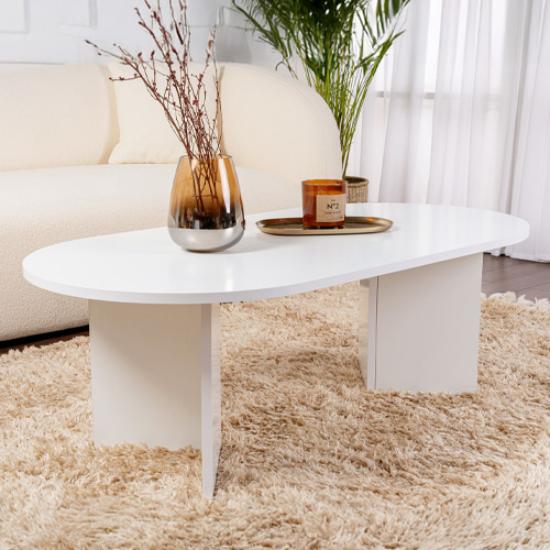 Table basse ovale blanche 119 cm - Orane