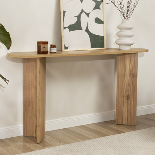 Console ovale effet Chêne foncé 150 cm - Malva