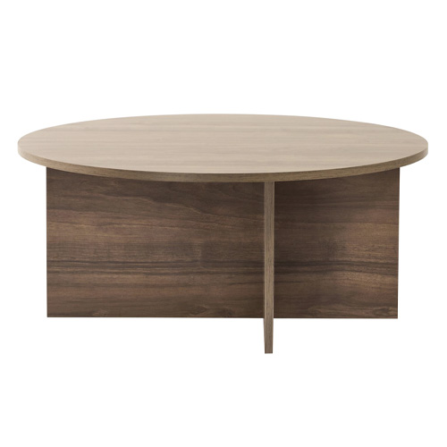 Table basse ronde effet Noyer Ø90 cm - Zelis