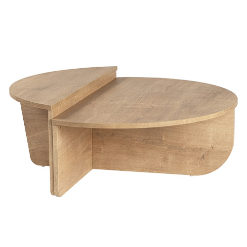 Table basse modulable ronde effet Chêne Ø90 cm - Selma