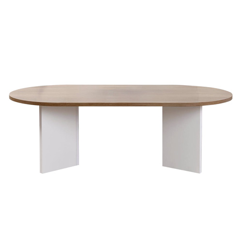 Table basse ovale effet Noyer et piètement blanc 119 cm - Orane