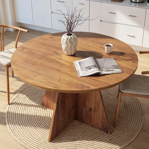 Table à manger ronde effet bois 5 à 6 pers. Ø120 cm - Norae