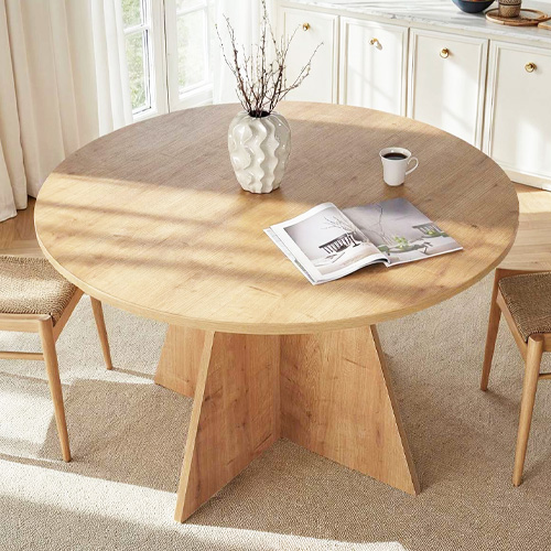 Table à manger ronde effet Chêne 5 à 6 pers. Ø120 cm - Norae