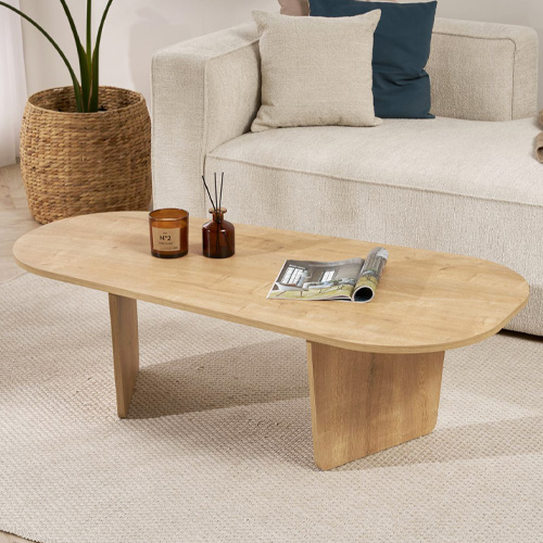 Table basse organique effet Chêne clair 130 cm - Ceane