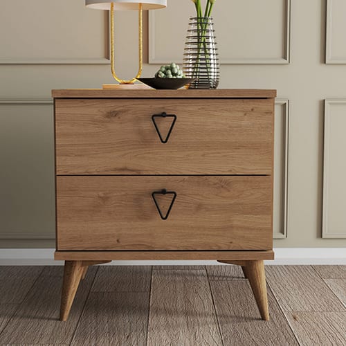 Table de chevet 2 tiroirs effet chêne 52 cm - Ardea