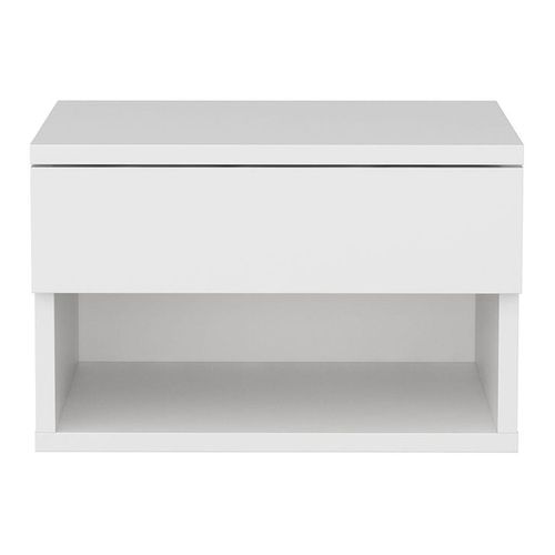 Table de chevet suspendue 1 troir 1 niche blanche 45 cm - Cosenza