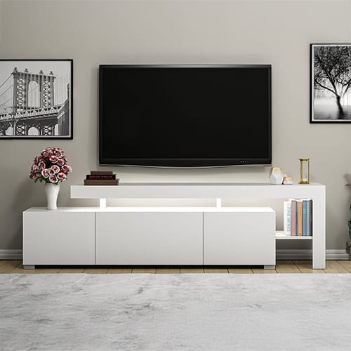 Meuble TV LED 3 portes blanc 192 cm - Ilia