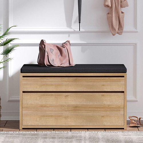 Ensemble banc d'entrée et patère murale effet chêne - Lugo