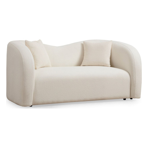Canapé arrondi 2 places en tissu bouclé beige - Miro