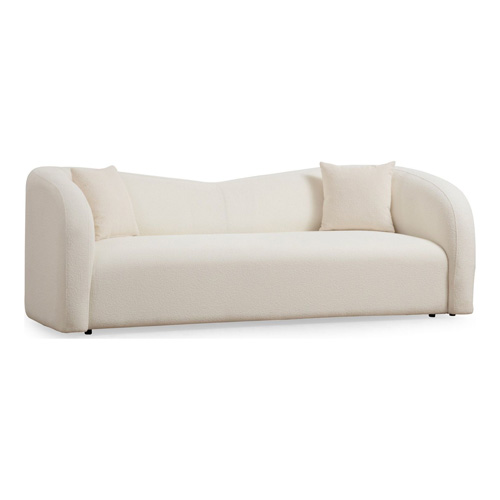 Canapé arrondi 3 places en tissu bouclé beige - Miro