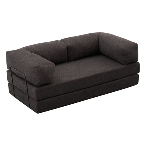 Canapé convertible 3 places en tissu bouclé gris anthracite - Pablo