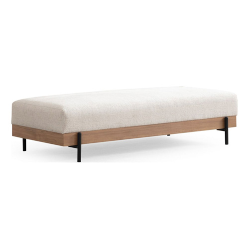 Pouf 2 places en tissu beige - Giada