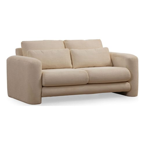 Canapé droit 2 places en velours côtelé beige - Amaya