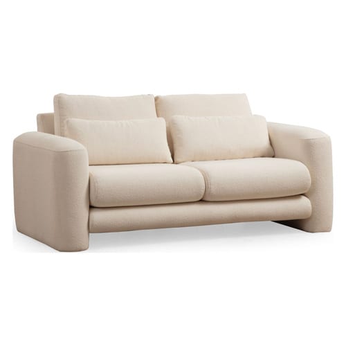 Canapé droit 2 places en tissu teddy beige - Amaya
