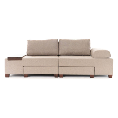 Canapé convertible 3 places en lin beige - Tito
