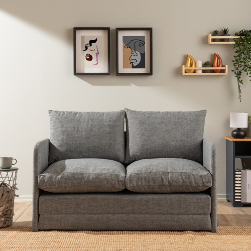 Canapé convertible 2 places en lin gris clair - Luz