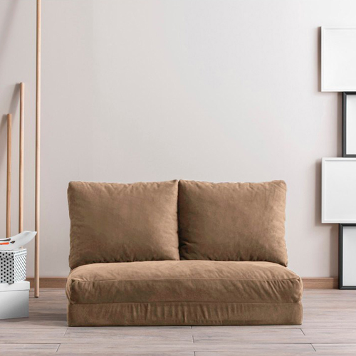 Canapé convertible 2 places en tissu marron clair - Vico