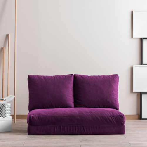 Canapé convertible 2 places en tissu violet - Vico
