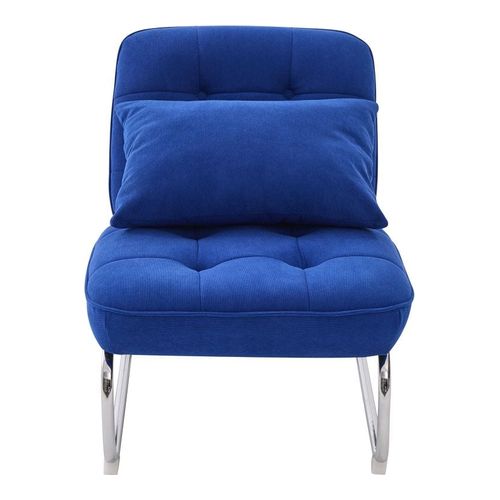 Fauteuil en velours côtelé bleu électrique, piètement chromé - Marvin
