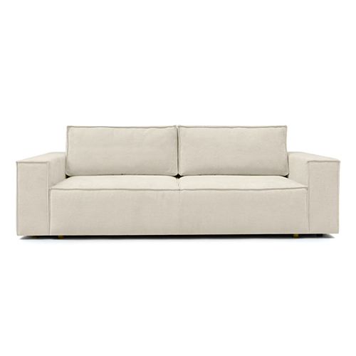 Canapé convertible 3 places avec coffre de rangement en tissu chenille beige foncé - Harper