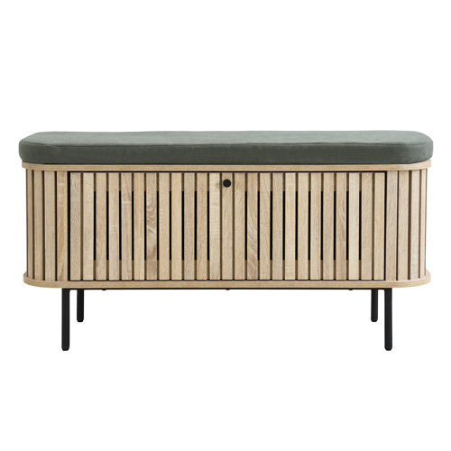Banc d'entrée avec rangement chaussures en bois couleur chêne 100 cm - Solna