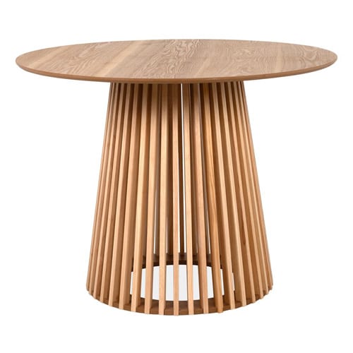 Table à manger ronde, piètement central conique effet bois Ø100 cm - Roman