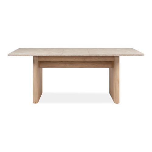 Table à manger extensible rectangulaire effet Chêne et Travertin 160/200 cm - Luis