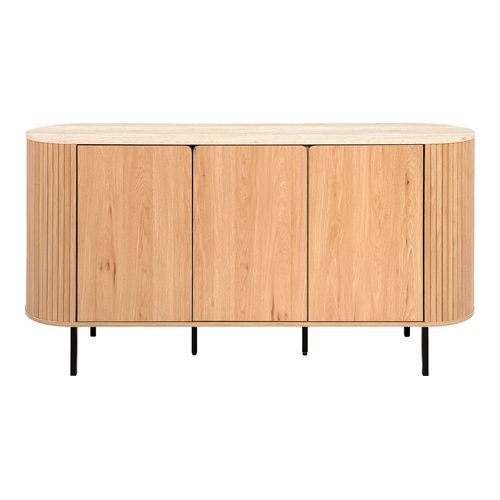 Buffet 2 portes effet Chêne et Travertin 160 cm - Juna