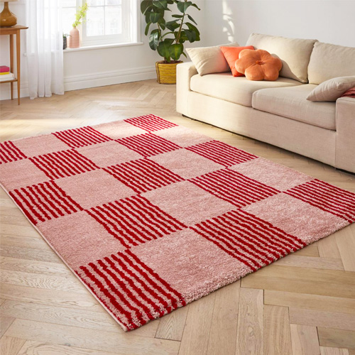 Tapis rétro damniere rouge 160x230 cm - Pop Vibes