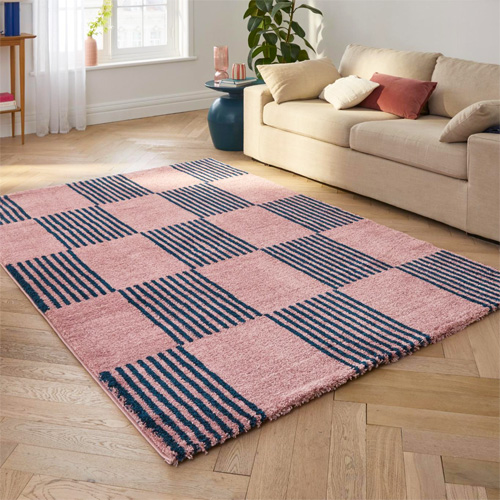 Tapis rétro damniere bleu 160x230 cm - Pop Vibes