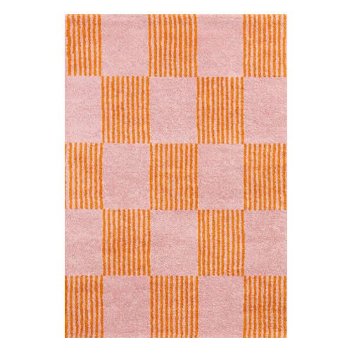 Tapis rétro damniere orange 80x140 cm - Pop Vibes