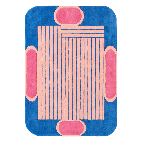 Tapis en laine motif géométrique bleu 160x230 cm– tissé main - Color Lines