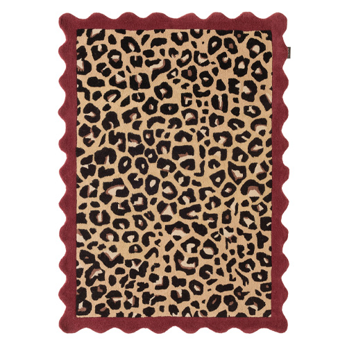 Tapis en laine léopard rouge 160x230 cm – tissé main - Sauvage