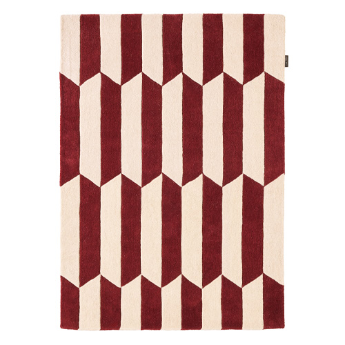 Tapis en laine motif géométrique rouge 133x190 cm– tissé main - Burgundy motion