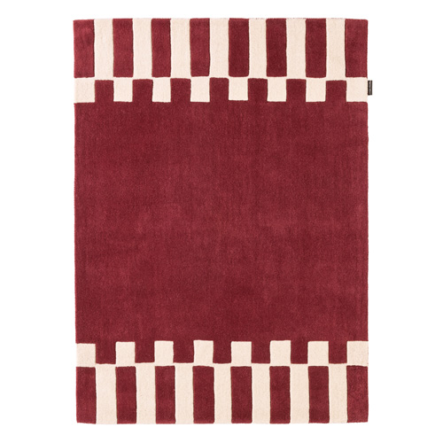 Tapis en laine motif géométrique rouge 133x190 cm– tissé main - Burgundy Rhythm