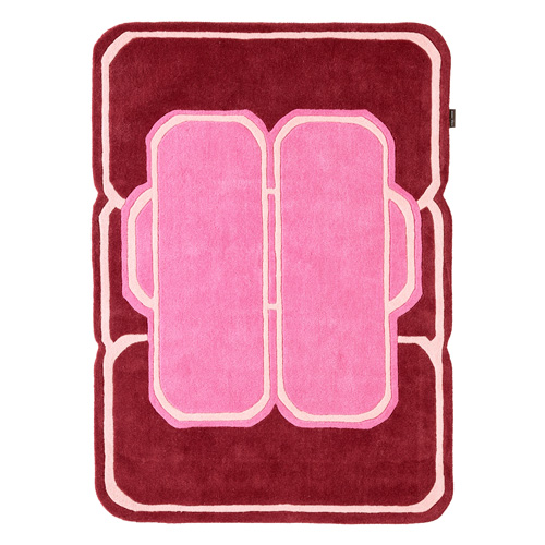 Tapis en laine motif géométrique rose 133x190 cm– tissé main - Cosmic Pink