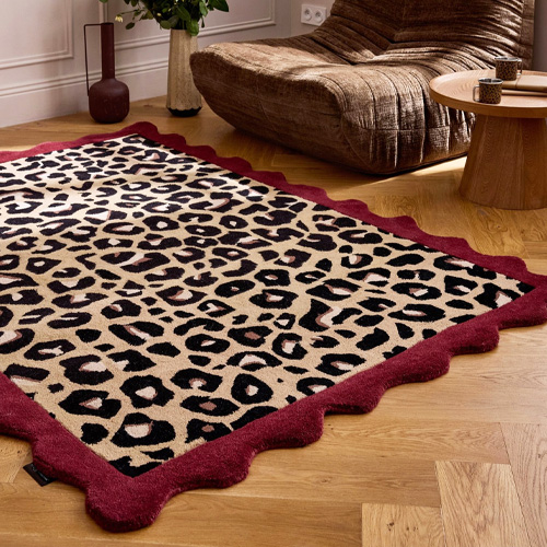 Tapis en laine léopard rouge 133x190 cm – tissé main - Sauvage