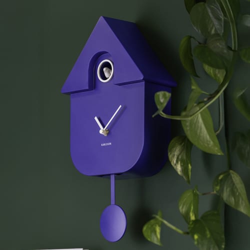 Horloge murale en métal bleu - Modern Cuckoo