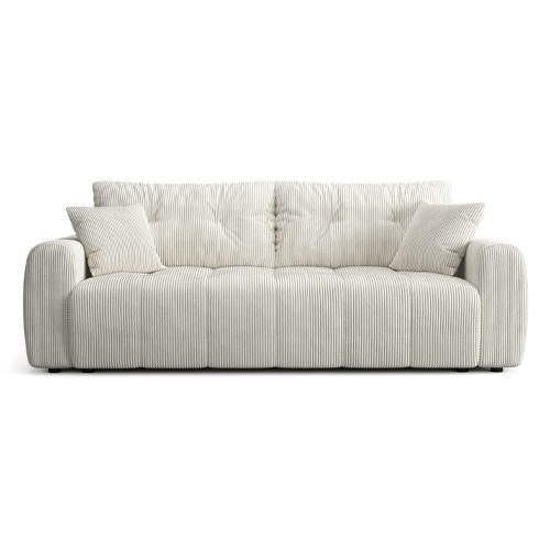 Canapé droit convertible 3 places en velours côtelé beige - Komo