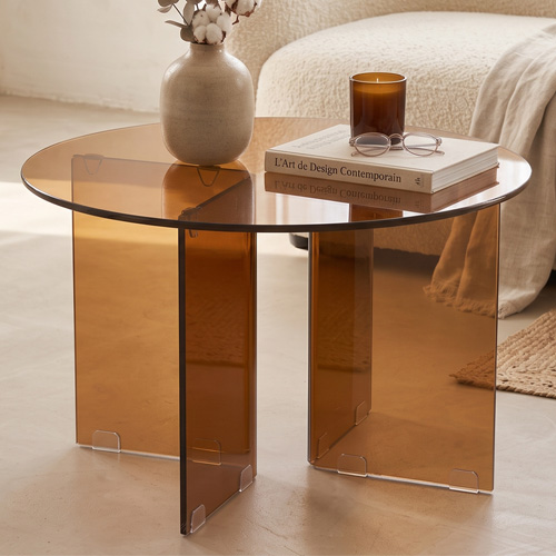 Table basse ronde en verre trempé fumé Ø60 cm - Vibe