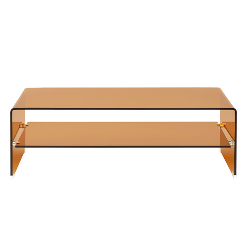 Table basse rectangulaire en verre trempé fumé 110x55 cm - Lorne