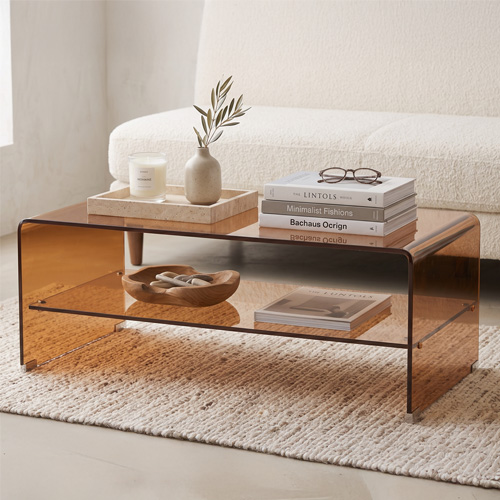 Table basse rectangulaire en verre trempé fumé 110x55 cm - Lorne