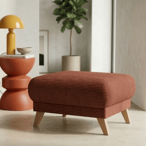 Pouf en velours côtelé rouille - Laria