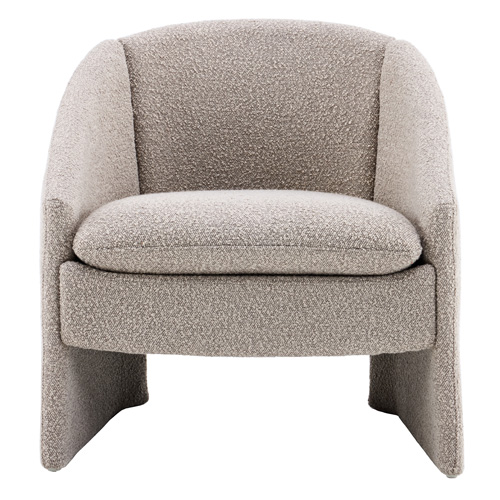 Fauteuil en bois et tissu bouclé taupe - Ami