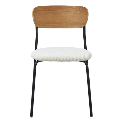 Lot de 2 chaises en bois et velours côtelé beige - Leya