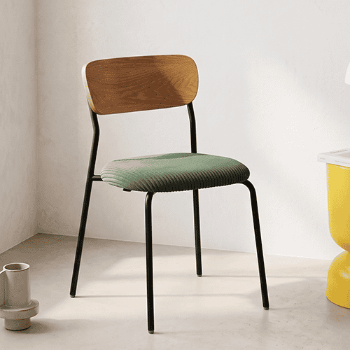 Lot de 2 chaises en bois et velours côtelé vert kaki - Leya