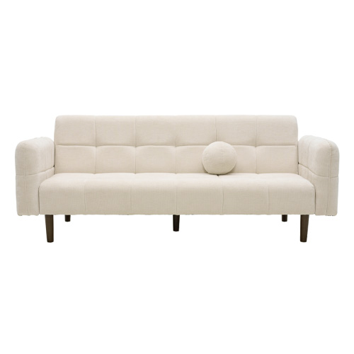 Canapé convertible 3 places en tissu chenille beige - Pavia