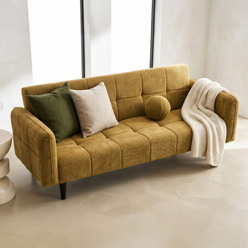 Canapé convertible 3 places en tissu chenille bronze - Pavia